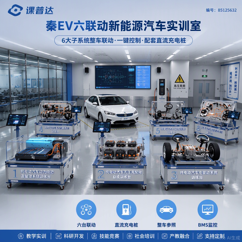 秦EV六联动新能源汽车实训室效果图 秦EV六联动新能源汽车实训室效果图