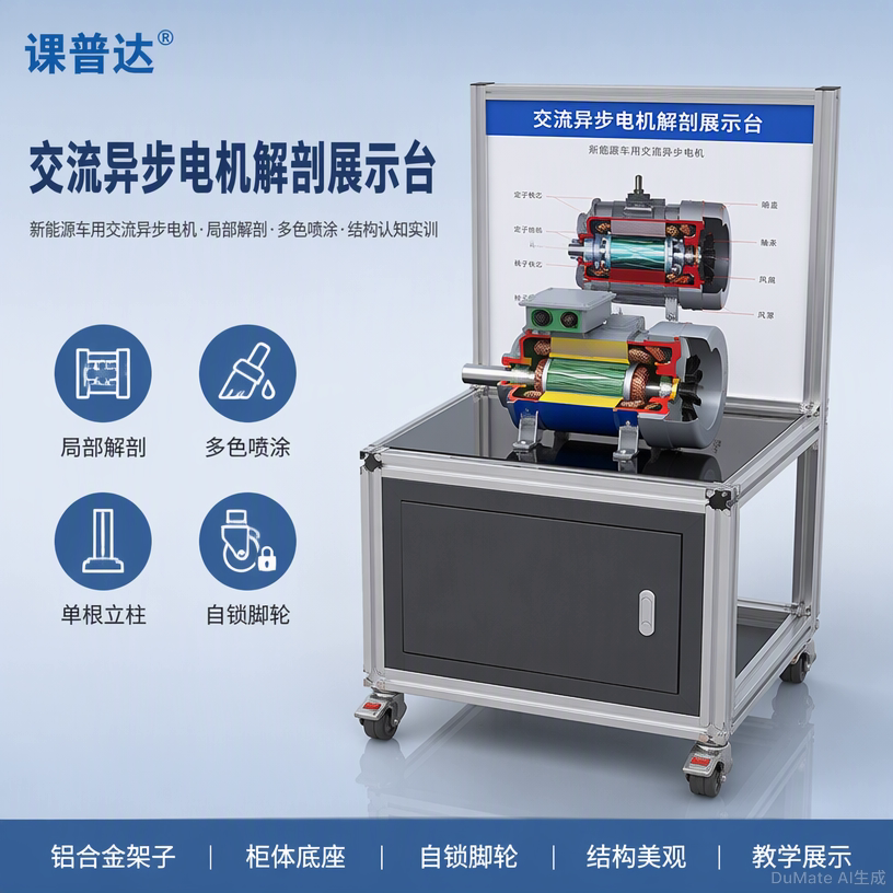 交流异步电机解剖展示台效果图-灰铝柜座
